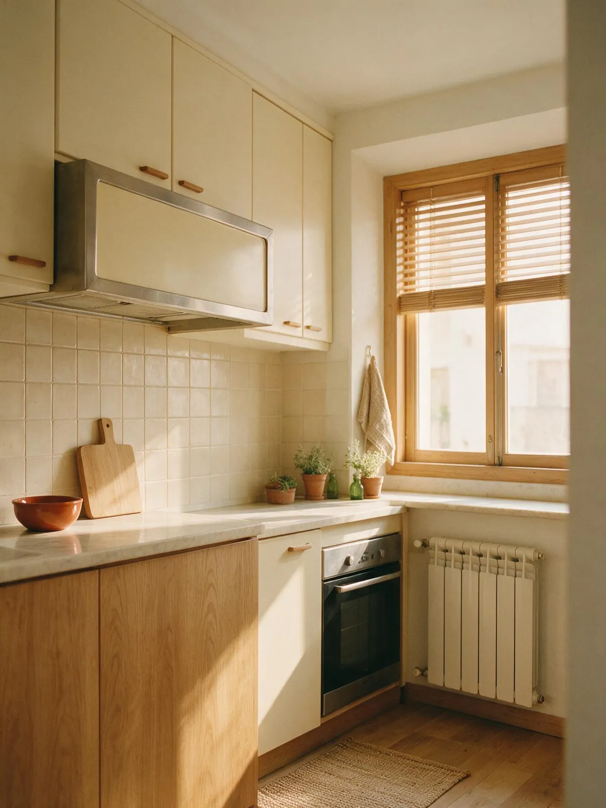 Cocina de una vivienda en Burgos con la encimera y los azulejos recién limpiados