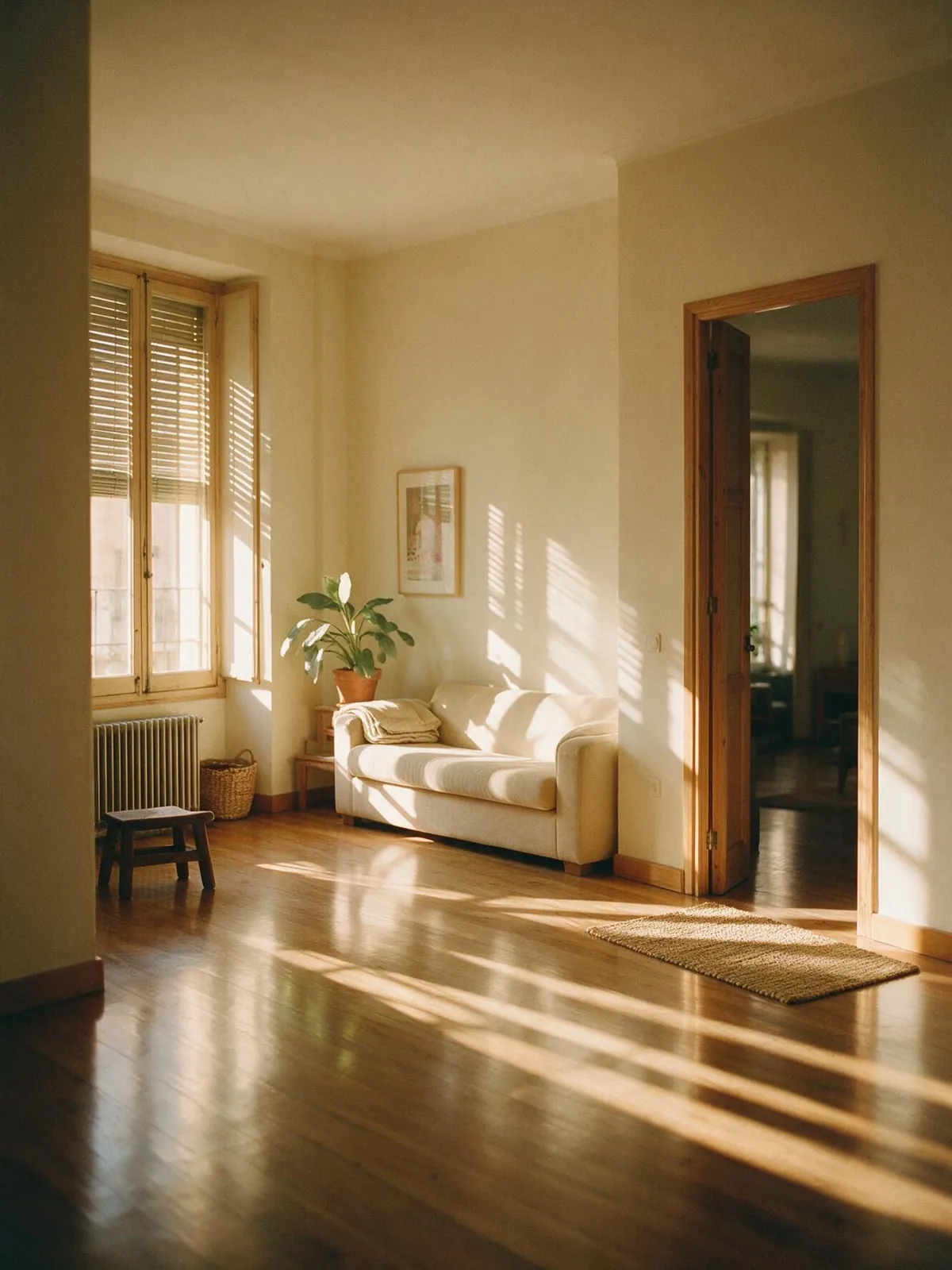 Salón de una vivienda en Burgos recién limpiado, con luz natural entrando por la ventana