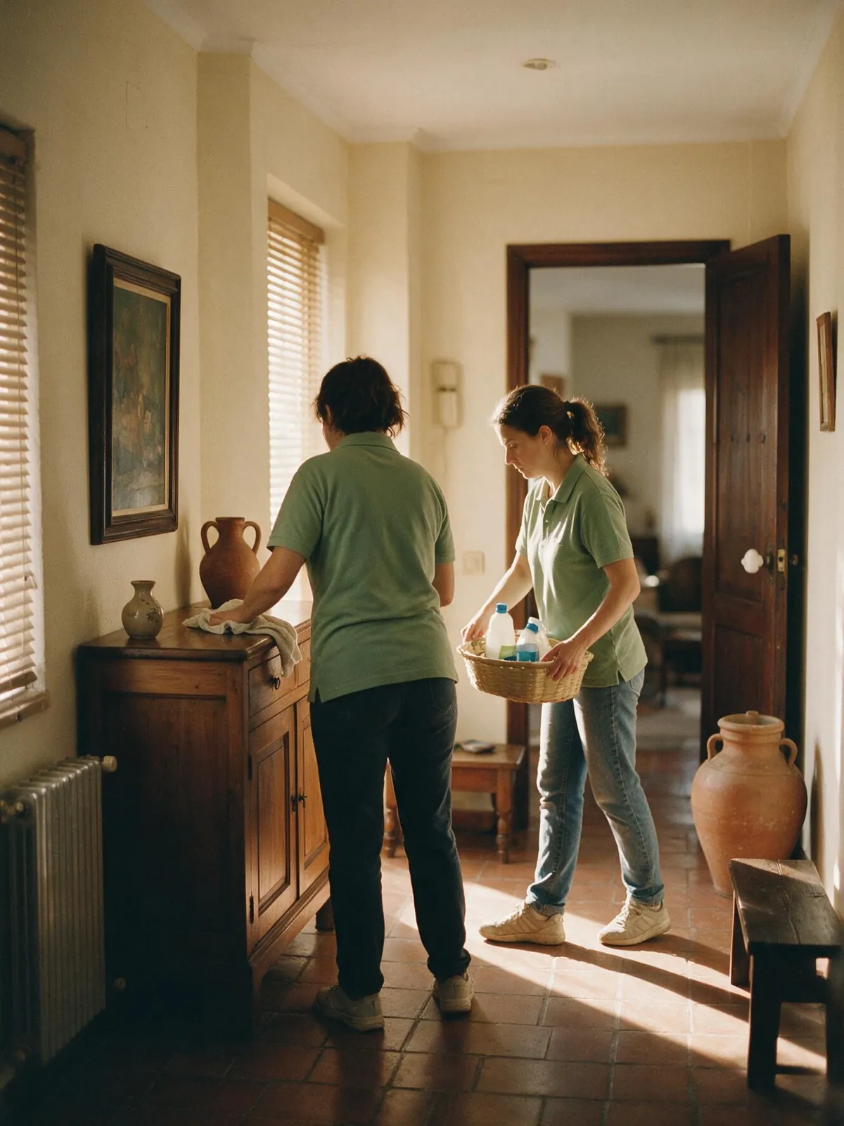 Equipo de Limpiezas Elena trabajando en una vivienda de Burgos